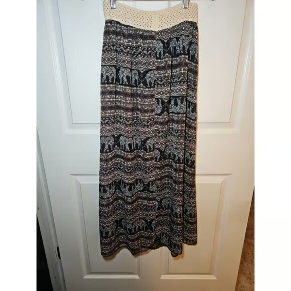 Rue 21 Long Maxi Skirt Elephants Bohemian Yoga Thai Small - Picture 2 of 5